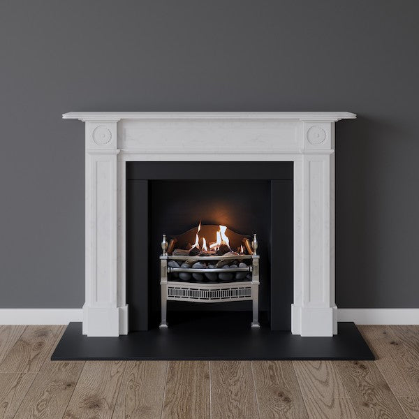 Barnes fireplace in white marble