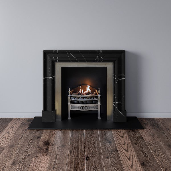 Blackheath fireplace in black marble with gas fire basket