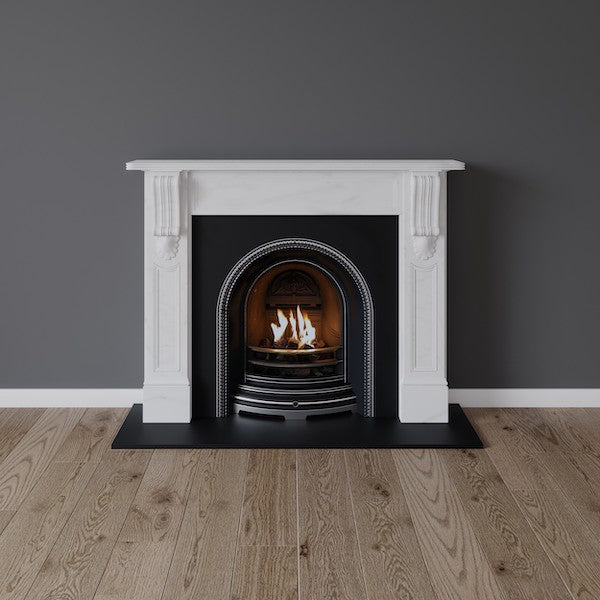 Clapham fireplace in white marble with open fire insert