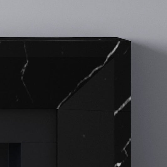 Detail of Clerkenwall fireplace in black marble