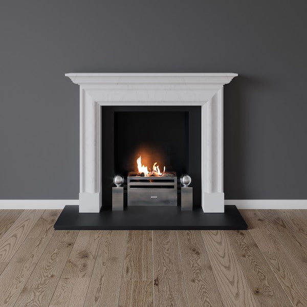 Dulwich fireplace in white marble with gas fire