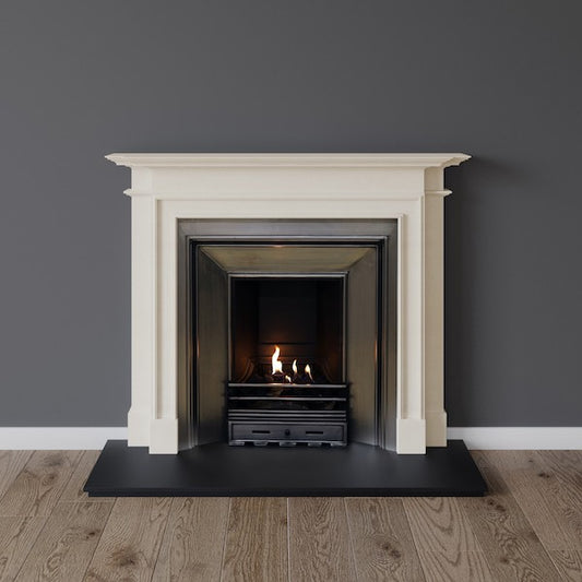 Hampstead fireplace in limestone