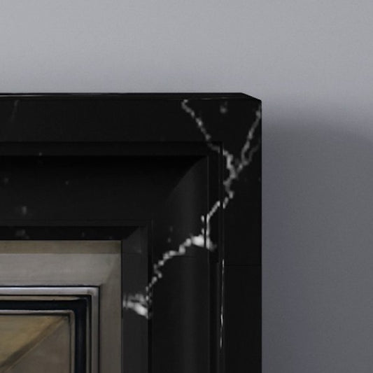 Detail of Limehouse fireplace in black marble