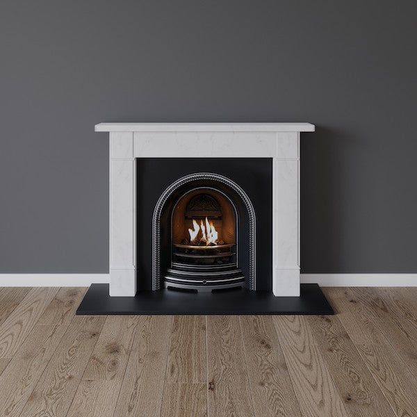 Victoria fireplace in white marble with fire insert